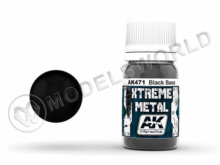 База глянцевая AK Interactive XTREME METAL BLACK BASE, 30 мл - фото 1