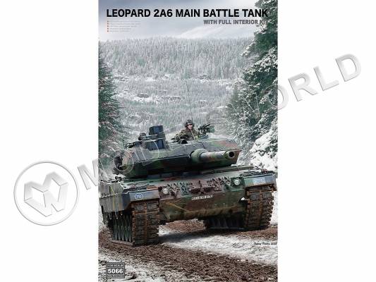 Склеиваемая пластиковая модель Немецкий танк Leopard 2 A6 с полным интерьером. Масштаб 1:35
