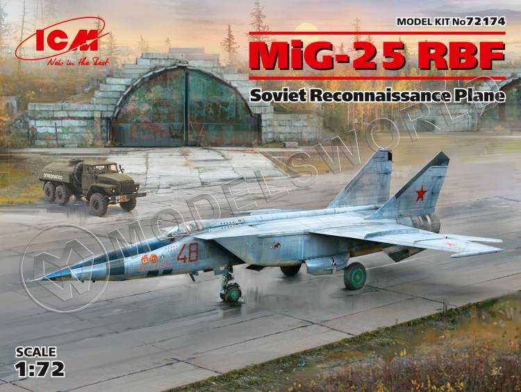 Склеиваемая пластиковая модель МиГ-25 РБФ Советский самолет-разведчик. Масштаб 1:72 - фото 1