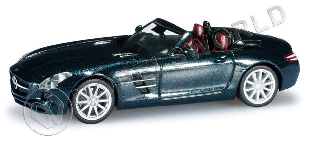 Модель автомобиля Mercedes-Benz SLS AMG Roadster, темно-синий перламутровый. H0 1:87 - фото 1