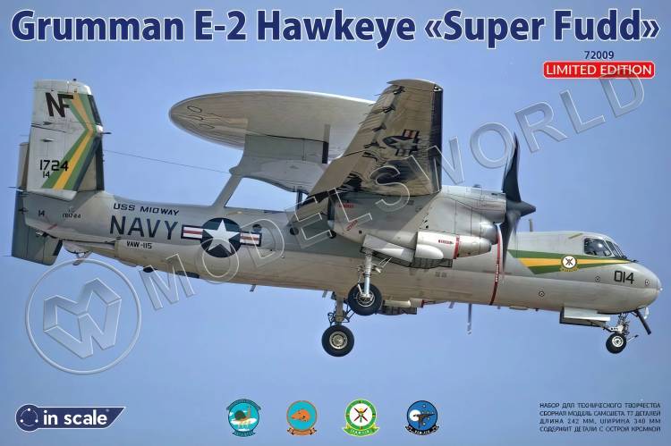Сборная пластиковая модель Grumman E-2 Hawkeye "Super Fudd". Масштаб 1:72 - фото 1
