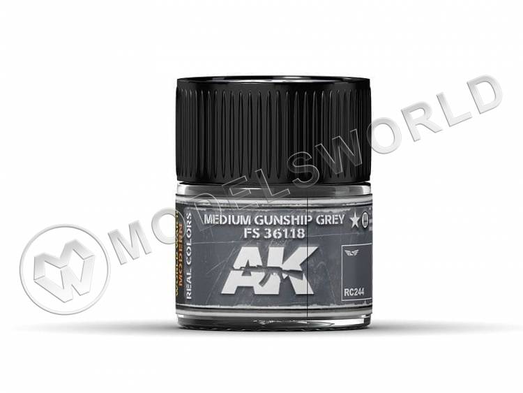 Акриловая лаковая краска AK Interactive Real Colors. Medium Gunship Grey FS 36118. 10 мл - фото 1
