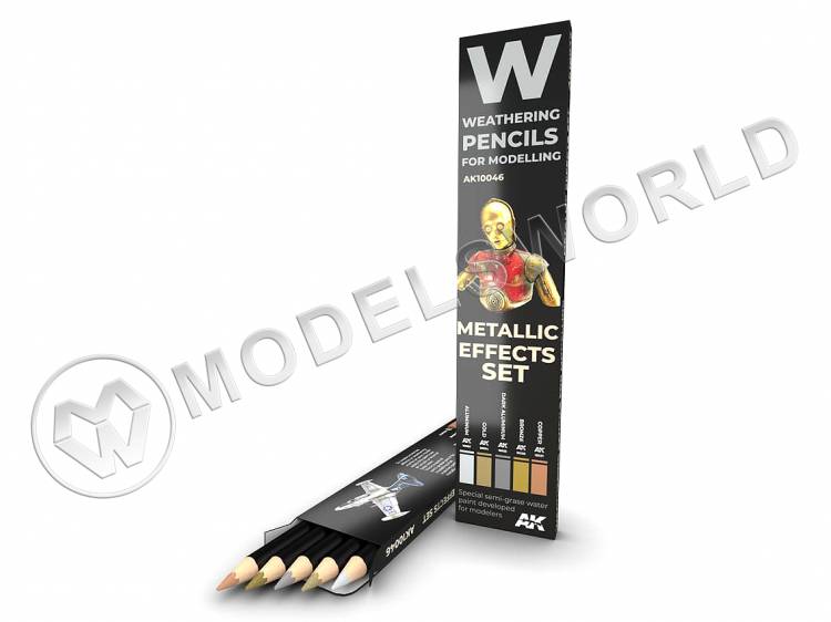 Акварельные карандаши для везеринга AK Interactive. METALLICS: Effect set - фото 1