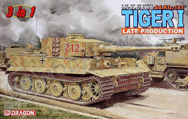 Склеиваемая пластиковая модель Немецкий тяжелый танк SD.KFZ.181 Тiger I (Pz.Kpfw. VI Ausf. E) (3 в 1) (поздний). Масштаб 1:35 - фото 1