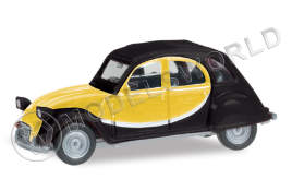 Модель автомобиля Citroen 2 CV Charleston, желто-черный. H0 1:87