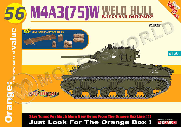 Склеиваемая пластиковая модель Американский танк M4A3(75)W WELDED HULL. Масштаб 1:35 - фото 1