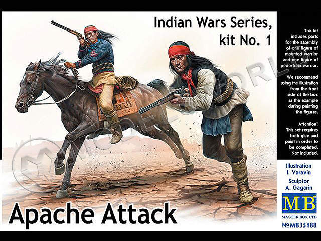 Фигуры из Серии Индейских войн. Апачи. Атака. Набор № 1. Масштаб 1:35 - фото 1