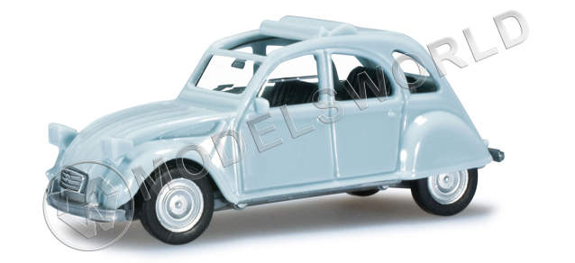 Модель автомобиля Citroen 2 CV with folding top open, светло-голубой. H0 1:87 - фото 1