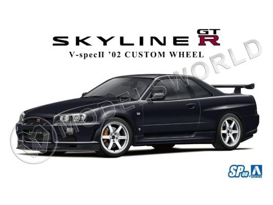 Склеиваемая пластиковая модель Nissan Skyline GT-R R34 V-Spec II Custom Wheel. Масштаб 1:24