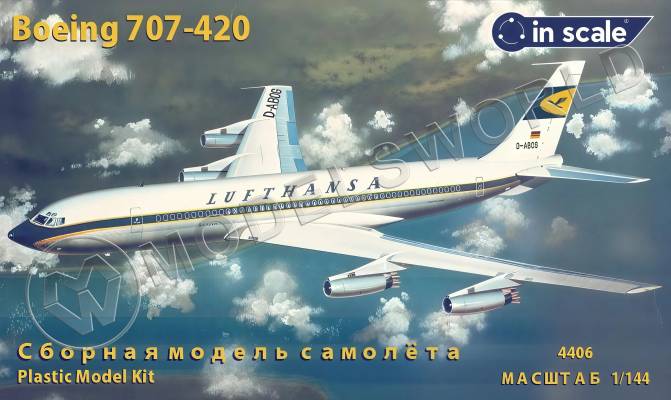 Пластиковая модель Boeing 707-420 Lufthansa Масштаб 1:144