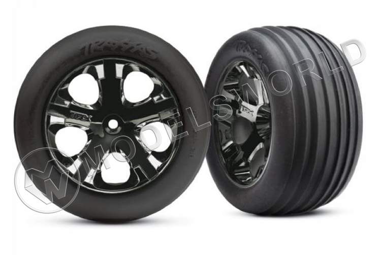 Покрышка колеса и диск в сборе (2шт.) Tires & wheels, assembled, glued (2.8")(All-Star chrome wheels, Ribbed tires, foam inserts) - фото 1