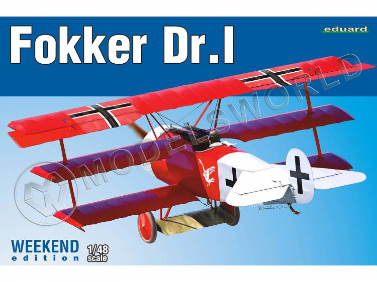 Склеиваемая пластиковая модель самолета Fokker Dr.I. Weekend. Масштаб 1:48 - фото 1