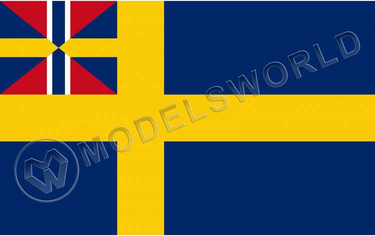 Шведско-норвежский флаг XIX век. Размер 16х10 мм - фото 1