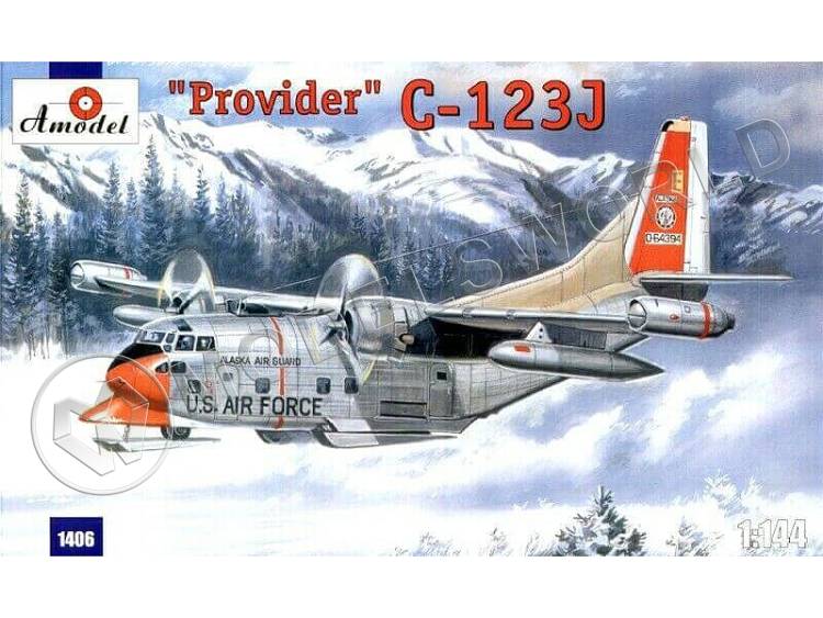 Склеиваемая пластиковая модель Транспортный самолет C-123J Provider USAF + МАСКА. Масштаб 1:144 - фото 1