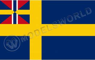 Шведско-норвежский флаг XIX век. Размер 30х18 мм