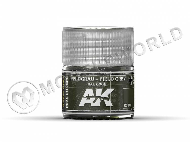 Акриловая лаковая краска AK Interactive Real Colors. Feldgrau-Field Grey RAL 6006. 10 мл - фото 1