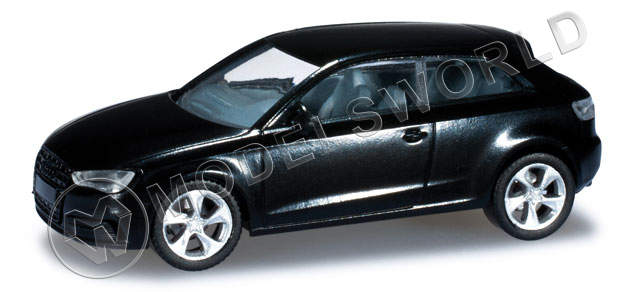 Модель автомобиля Audi A3, черный металлик. H0 1:87 - фото 1