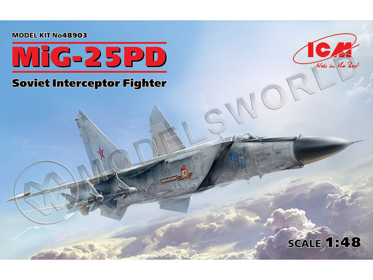 Склеиваемая пластиковая модель МиГ-25ПД Советский истребитель-перехватчик. Масштаб 1:48 - фото 1