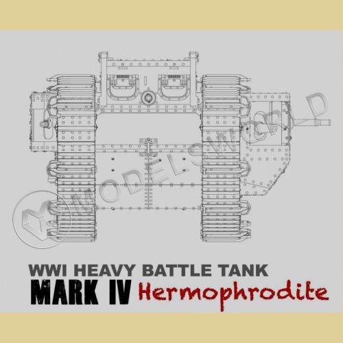 Склеиваемая пластиковая модель 1/35 WWI Heavy Battle Tank Mark IV Hermaphrodite w/Cement-free tracks - фото 1