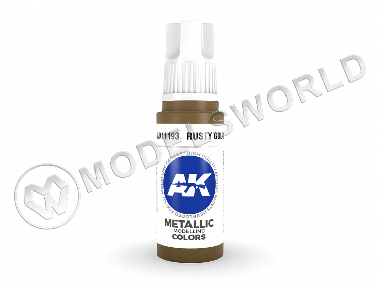 Акриловая краска AK Interactive 3rd GENERATION Metallic. Rusty Gold. 17 мл - фото 1