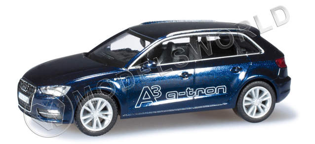 Модель автомобиля Audi A3 Sportback g-tron, синий металлик. H0 1:87 - фото 1
