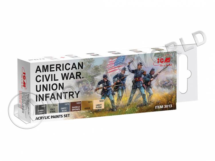 Набор акриловых красок ICM для фигур Гражданской войны в США, 6х12 мл - фото 1