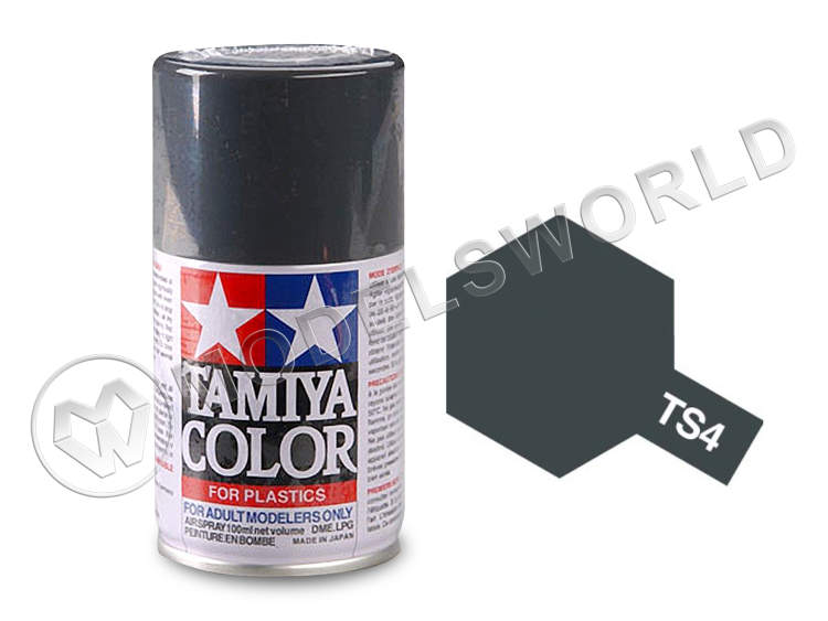 Краска-спрей Tamiya серия TS в баллонах по 100 мл. TS-4 German Grey (Германская серая) - фото 1