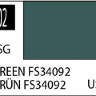 Краска на растворителе художественная MR.HOBBY C302 GREEN FS34092 (Полу-глянцевая) 10мл.
