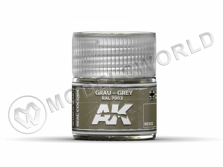 Акриловая лаковая краска AK Interactive Real Colors. Grau-Grey RAL 7003 (RLM 02). 10 мл - фото 1
