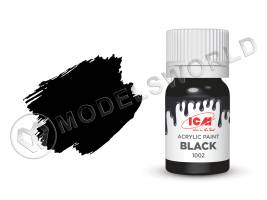 Акриловая краска ICM, цвет Черный (Black), 12 мл 