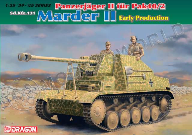 Склеиваемая пластиковая модель Panzerjager II fur pak 40/2, Sd.Kfz.131 Marder II (ранняя версия). Масштаб 1:35 - фото 1