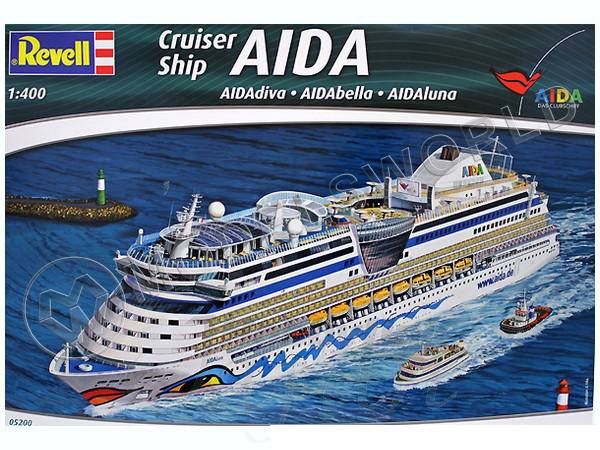 Склеиваемая пластиковая модель Пароход Aida (diva, bella, luna) + фототравление фигуры пассажиров и экипажа. Масштаб 1:400 - фото 1