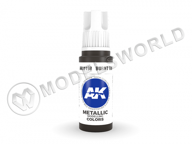 Акриловая краска AK Interactive 3rd GENERATION Metallic. Burnt Tin. 17 мл - фото 1