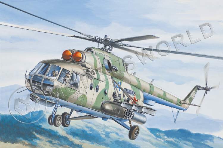 Склеиваемая пластиковая модель Вертолет Ми-8Т. Масштаб 1:144 - фото 1