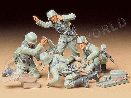 Фигуры Немецкие минометчики, 1936 год, 4 фигуры + 80 мм миномет. Масштаб 1:35 - фото 1
