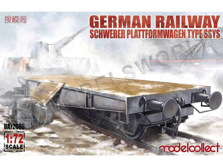 Склеиваемая пластиковая модель немецкая железнодорожная платформа type ssys. Масштаб 1:72 - фото 1