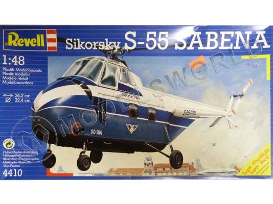 Склеиваемая пластиковая модель Вертолет S-55 Sabena + КОМПЛЕКТ ДОПОЛНЕНИЙ. Масштаб 1:48