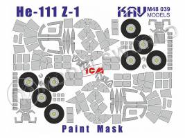 Окрасочная маска на остекление He-111Z-1, ICM. Масштаб 1:48