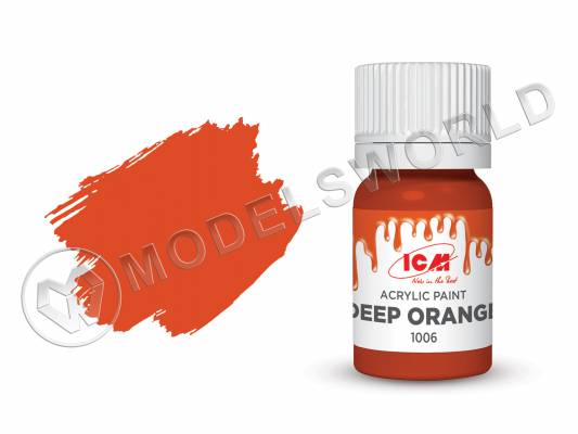 Акриловая краска ICM, цвет Темно-оранжевый (Deep Orange), 12 мл