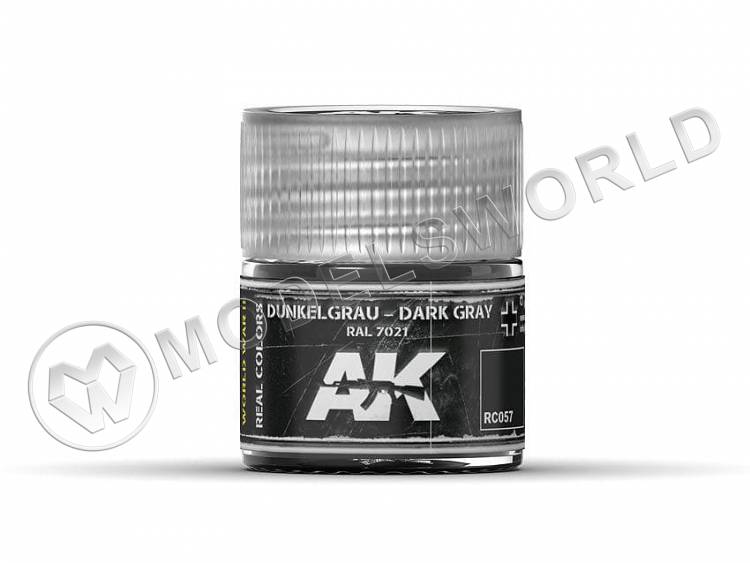 Акриловая лаковая краска AK Interactive Real Colors. Dunkelgrau-Dark Gray RAL 7021. 10 мл - фото 1