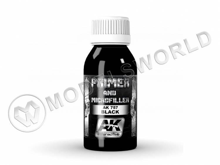 Грунтовка AK Interactive BLACK PRIMER AND MICROFILLER, 100 мл - фото 1