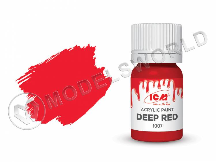 Акриловая краска ICM, цвет Глубокий красный (Deep Red), 12 мл - фото 1