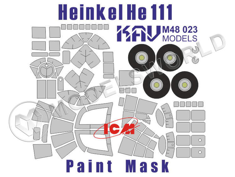 Окрасочная маска на остекление He-111, ICM. Масштаб 1:48 - фото 1