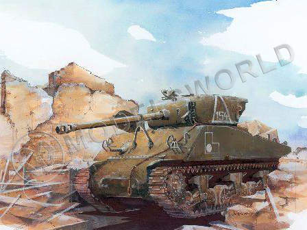 Склеиваемая пластиковая модель Танк M4A2 (76) Sherman Red Army. Масштаб 1:35 - фото 1