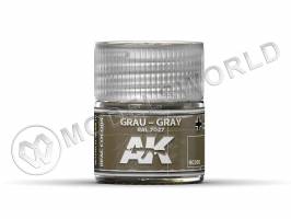 Акриловая лаковая краска AK Interactive Real Colors. Grau-Gray RAL 7027. 10 мл