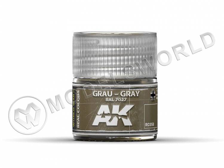 Акриловая лаковая краска AK Interactive Real Colors. Grau-Gray RAL 7027. 10 мл - фото 1