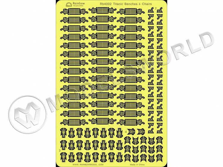 Фототравление скамейки и кресла для модели RMS Titanic. Масштаб 1:400 - фото 1