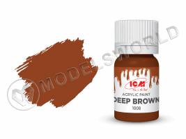 Акриловая краска ICM, цвет Темно-коричневый (Deep Brown), 12 мл
