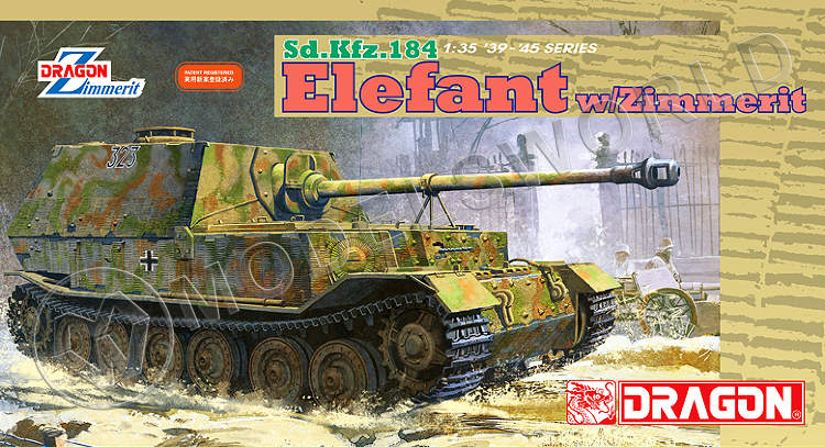 Склеиваемая пластиковая модель Немецкий Танк Sd.Kfz. 184 Elefant w/Zimmerit. Масштаб 1:35 - фото 1