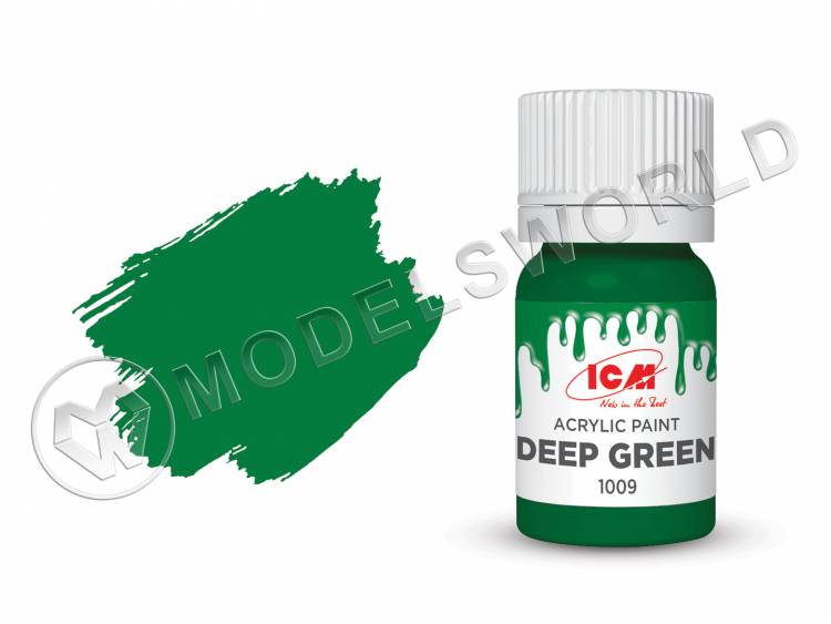 Акриловая краска ICM, цвет Темно-зеленый (Deep Green), 12 мл  - фото 1